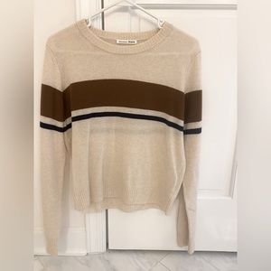 Reformation Cashmere Blend Sweater - Cream and Tan Stripe (size Medium).